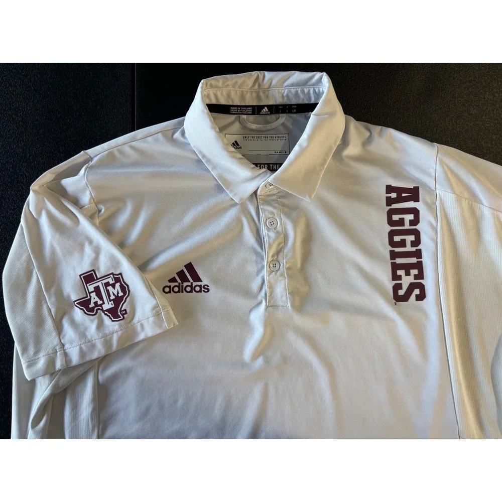 Adidas Texas A&M Aggies Mens Aeroready Polo Shirt Gray Large NCAA Sideline